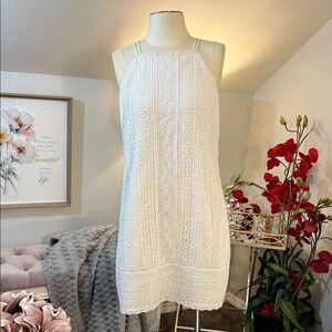 White House Black Market White/Ivory Lace Shift Dress Size 10
